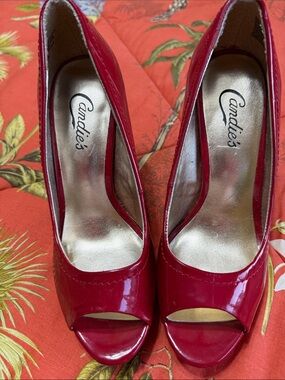 Candie's Red Patent Peep-Toe Heels